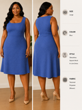 Blue Textured A-Line Dress