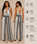 Black & White Striped Wide-Leg Jumpsuit – Size Medium