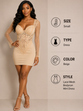Beige Lace Mesh Mini Dress – Small