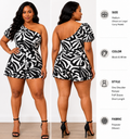 Black & White One-Shoulder Printed Romper