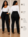 Black High-Waist Straight-Leg Jeans