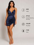 Navy Ruched Mini Dress – Size Large
