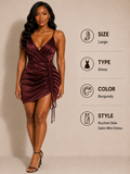 Burgundy Ruched Mini Dress – Large