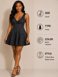 Blue V-Neck Skater Dress – Small