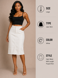 White High-Waist Midi Jean Skirt – Size Large
