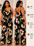 Black Floral Wide-Leg Jumpsuit