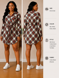 Holiday Plaid Tie-Waist Shirt Dress
