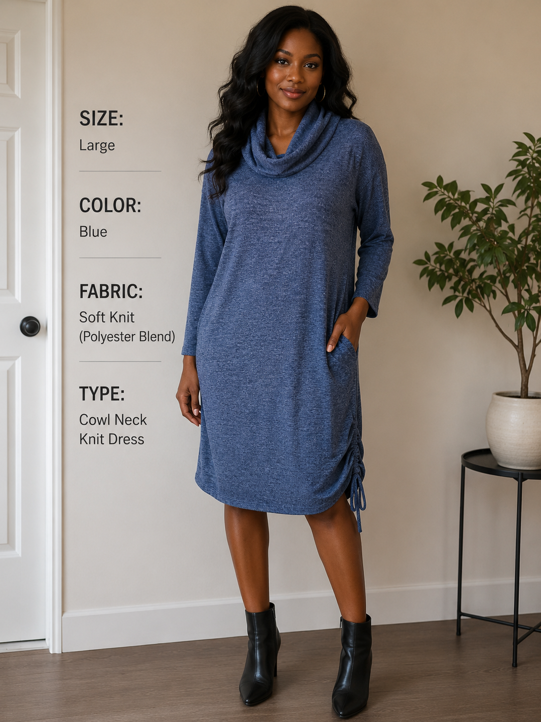 Cowl Neck Knit Dress