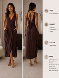 Deep Brown Sleeveless Midi Maxi Dress front and back view, Size XS