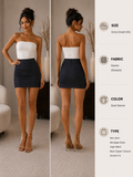 Dark Denim Bandage Mini Skirt front and back view, Size XS
