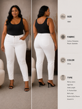 White High Rise Skinny Jeans front and back view, Size 18W