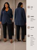 Navy Wrap Blazer - Front and Back View
